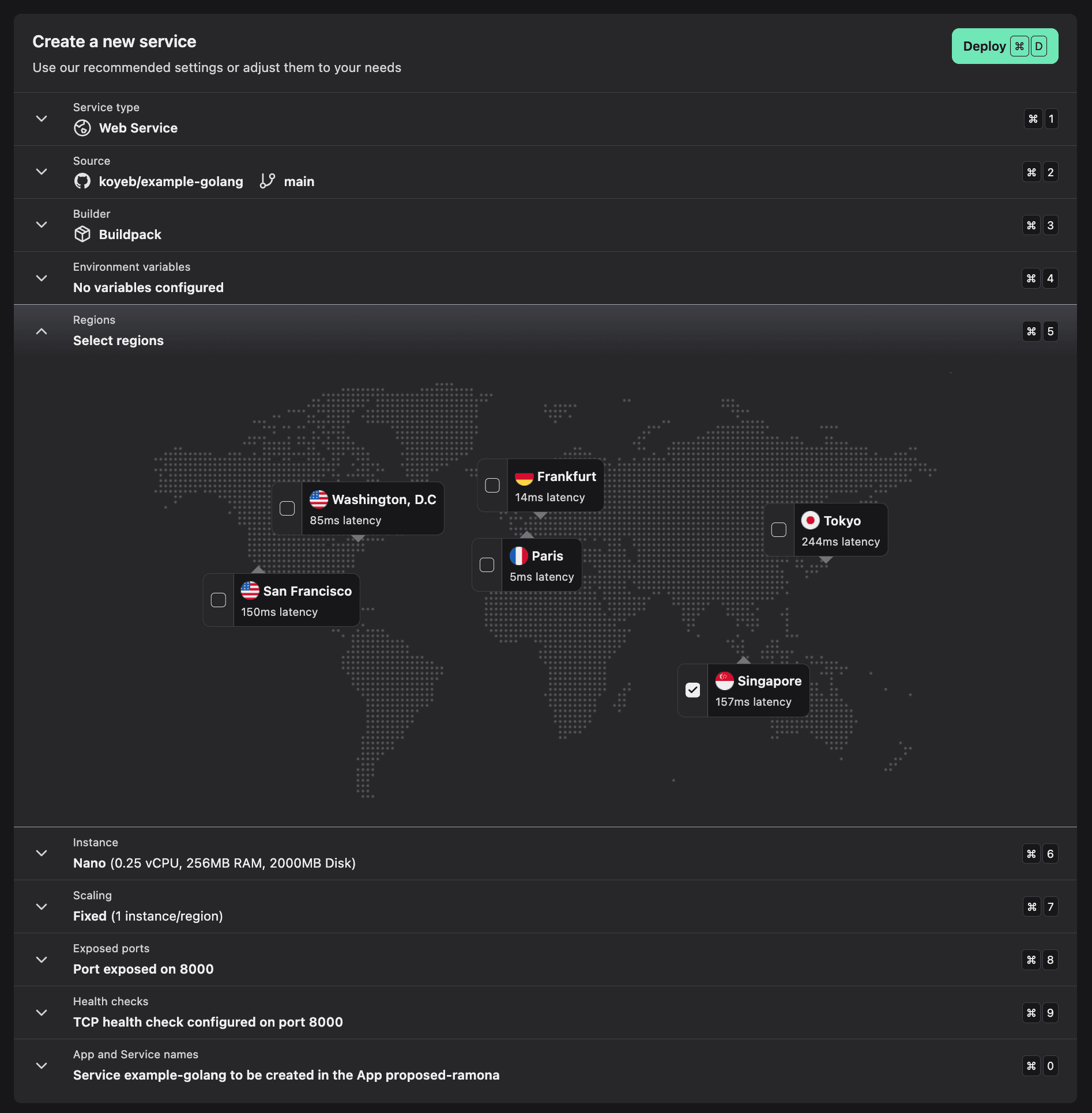 Deploy any app in Singapore