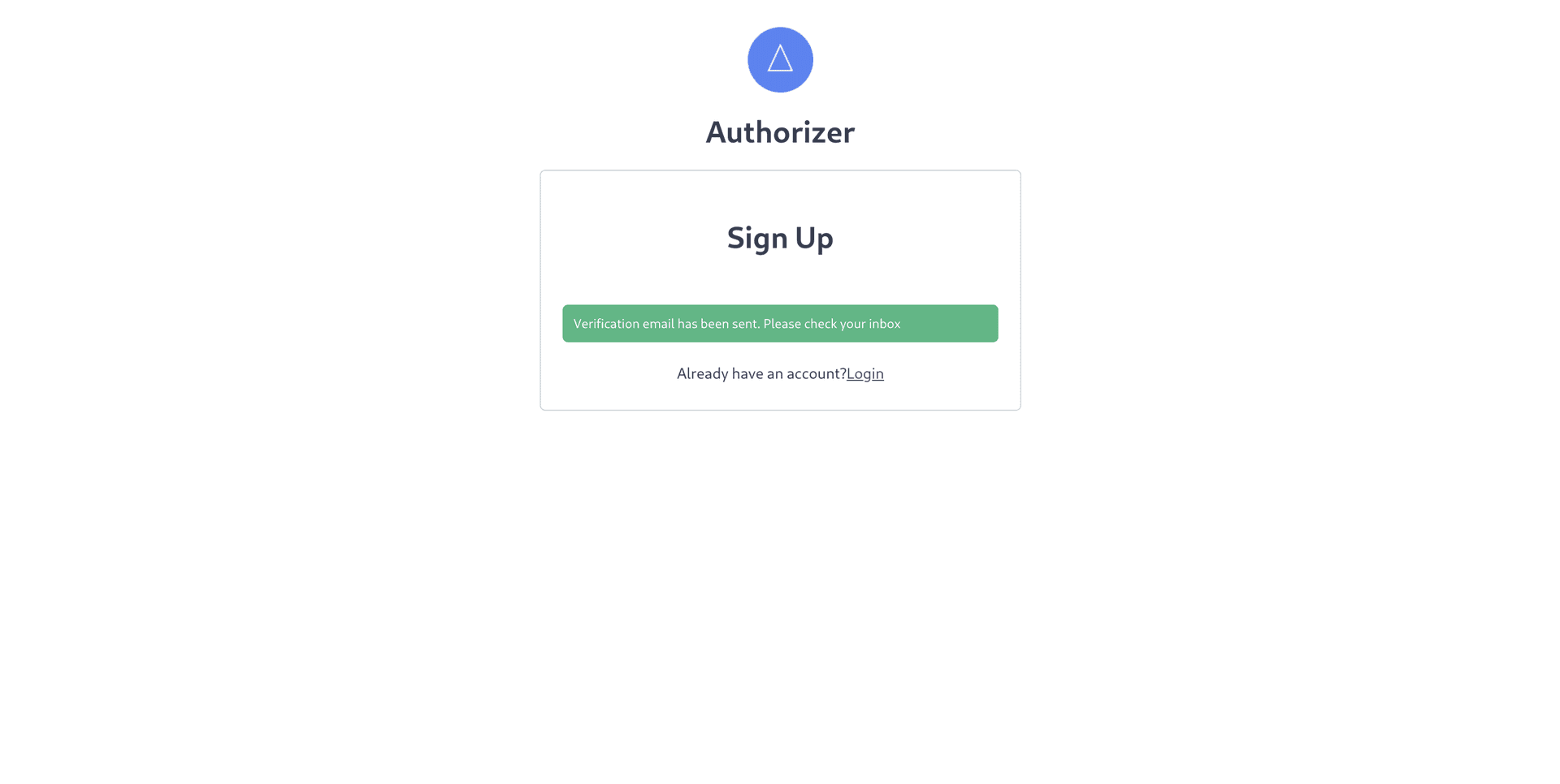 Authorizer verification sent