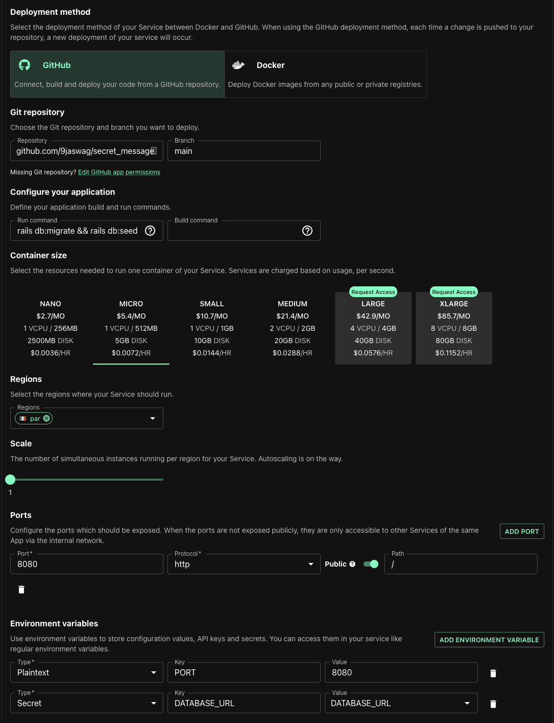 Deploying app on Koyeb