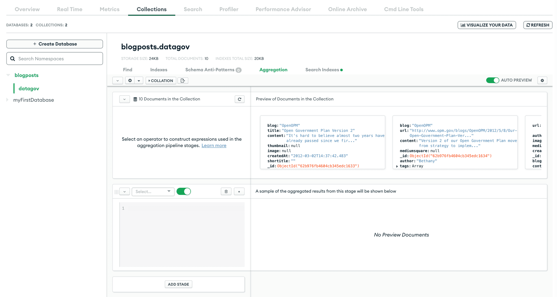 MongoDB Dashboard